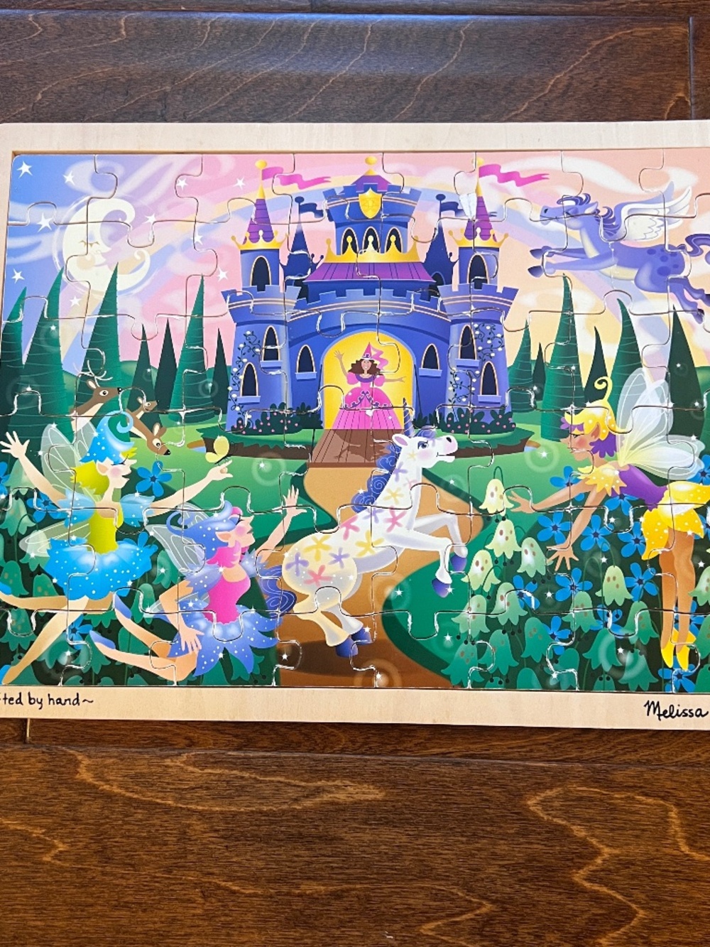 Melissa & Doug handcrafted 48 piece wooden jigsaw puzzle fairy fantasy